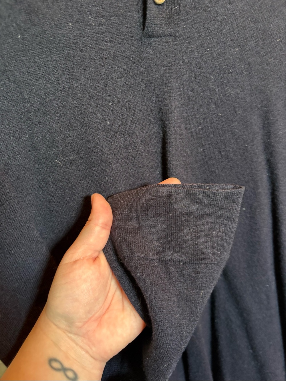 J. Crew Navy Blue Wool Polo Sweater — Men’s Large - Picture 8 of 9